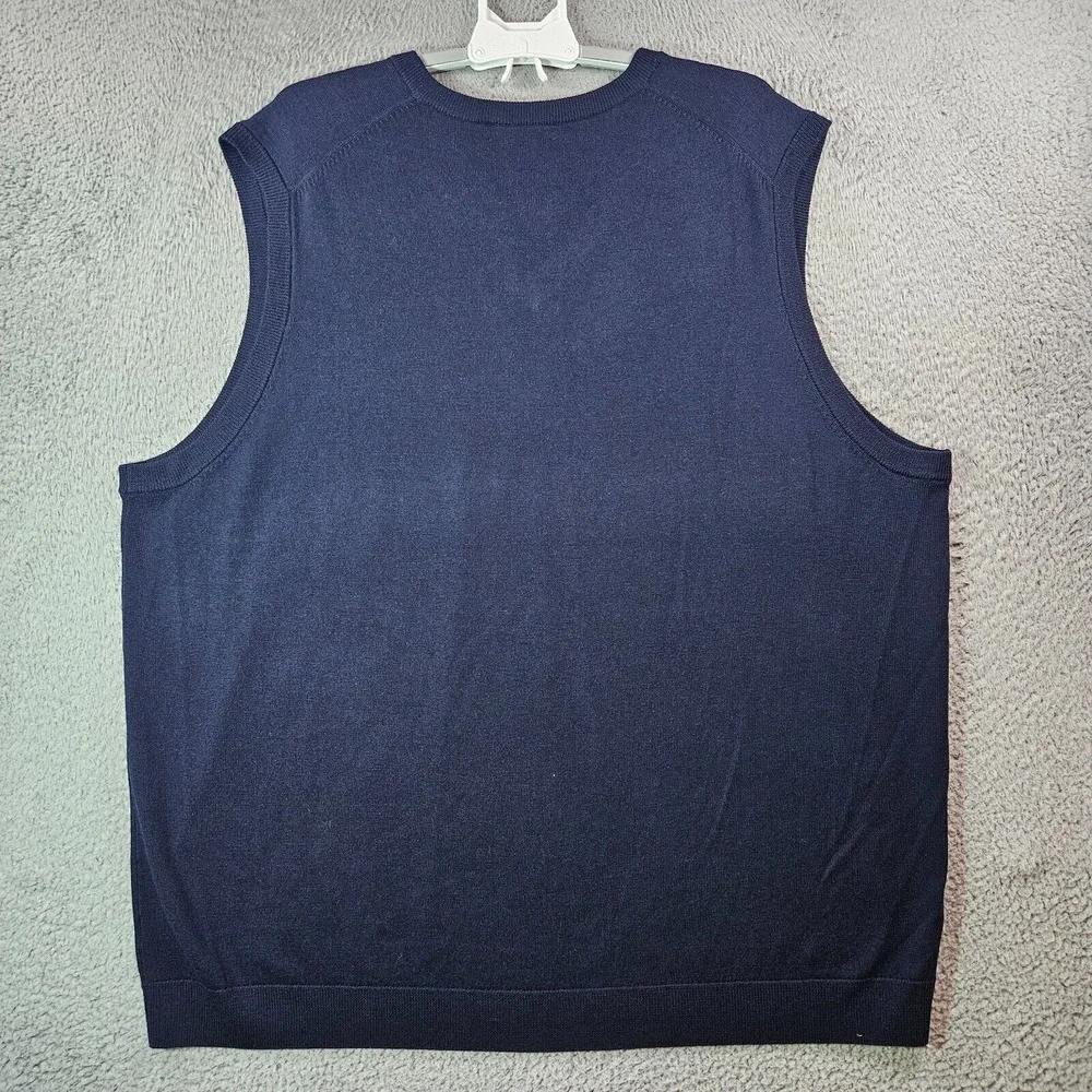 $89 NWT Hart Schaffner Marx 4XT 4X Tall Vest Sweater Men Merino Wool V-Neck Navy